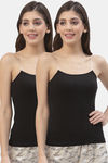 Floret Cotton Camisole (Pack of 2) - Black — thumbnail 1